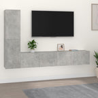 vidaXL 4-tlg. TV-Schrank-Set Betongrau Holzwerkstoff