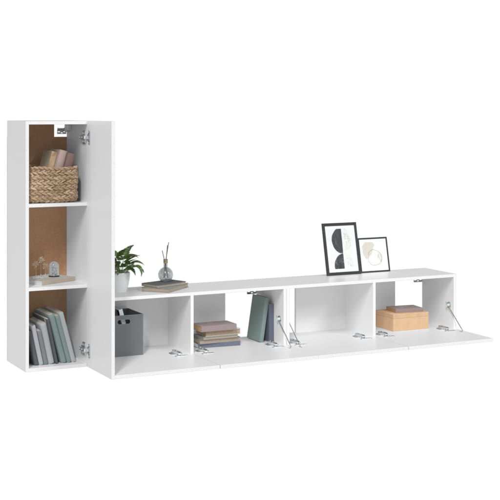 vidaXL 3-tlg. TV-Schrank-Set Weiß Holzwerkstoff