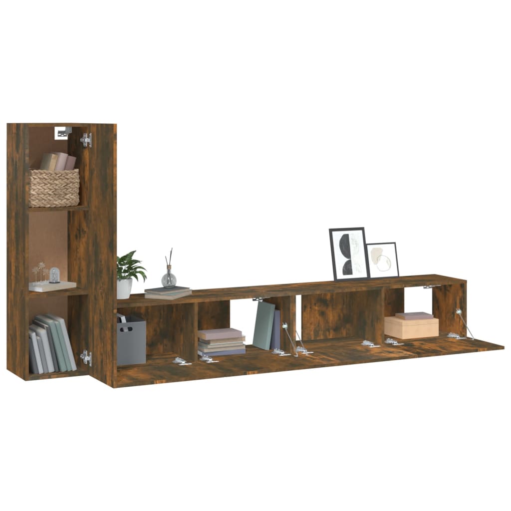 vidaXL 3-tlg. TV-Schrank-Set Räuchereiche Holzwerkstoff