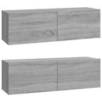 vidaXL 3-tlg. TV-Schrank-Set Grau Sonoma Holzwerkstoff
