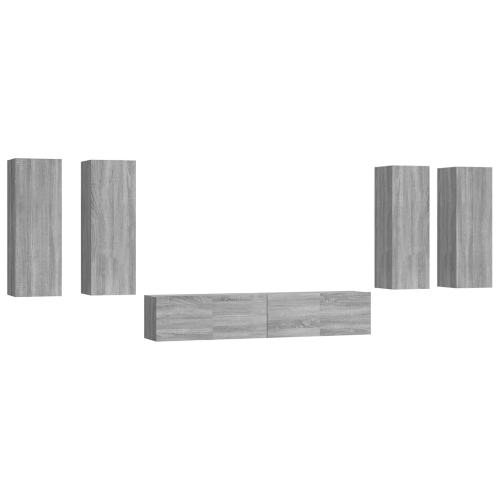 vidaXL 6-tlg. TV-Schrank-Set Grau Sonoma Holzwerkstoff