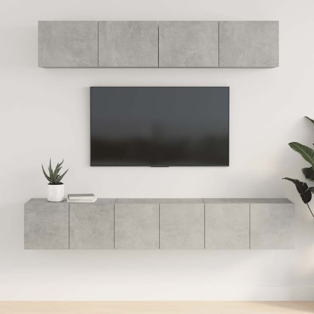 vidaXL 5-tlg. TV-Schrank-Set Betongrau Holzwerkstoff