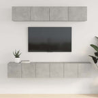 vidaXL 5-tlg. TV-Schrank-Set Betongrau Holzwerkstoff