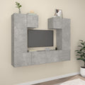 vidaXL 6-tlg. TV-Schrank-Set Betongrau Holzwerkstoff