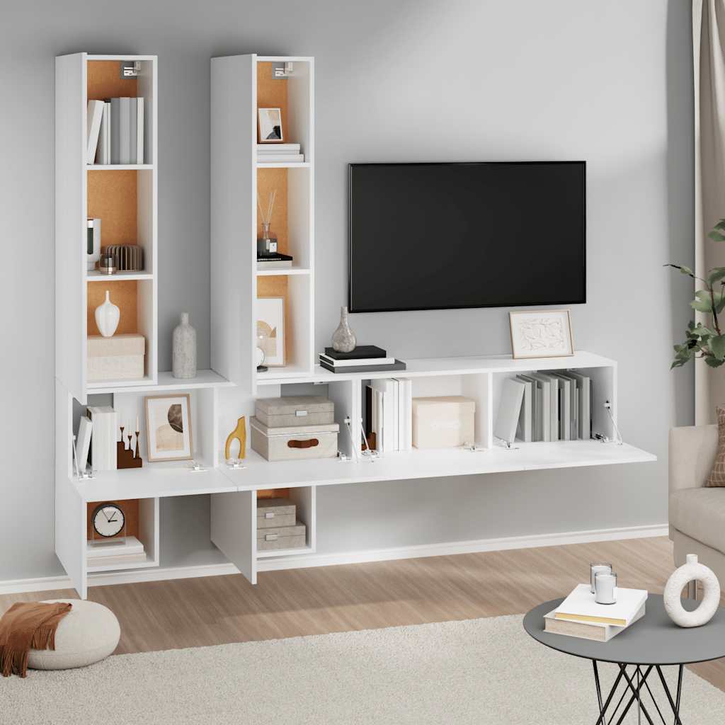 vidaXL TV-Wandschrank Weiß Holzwerkstoff