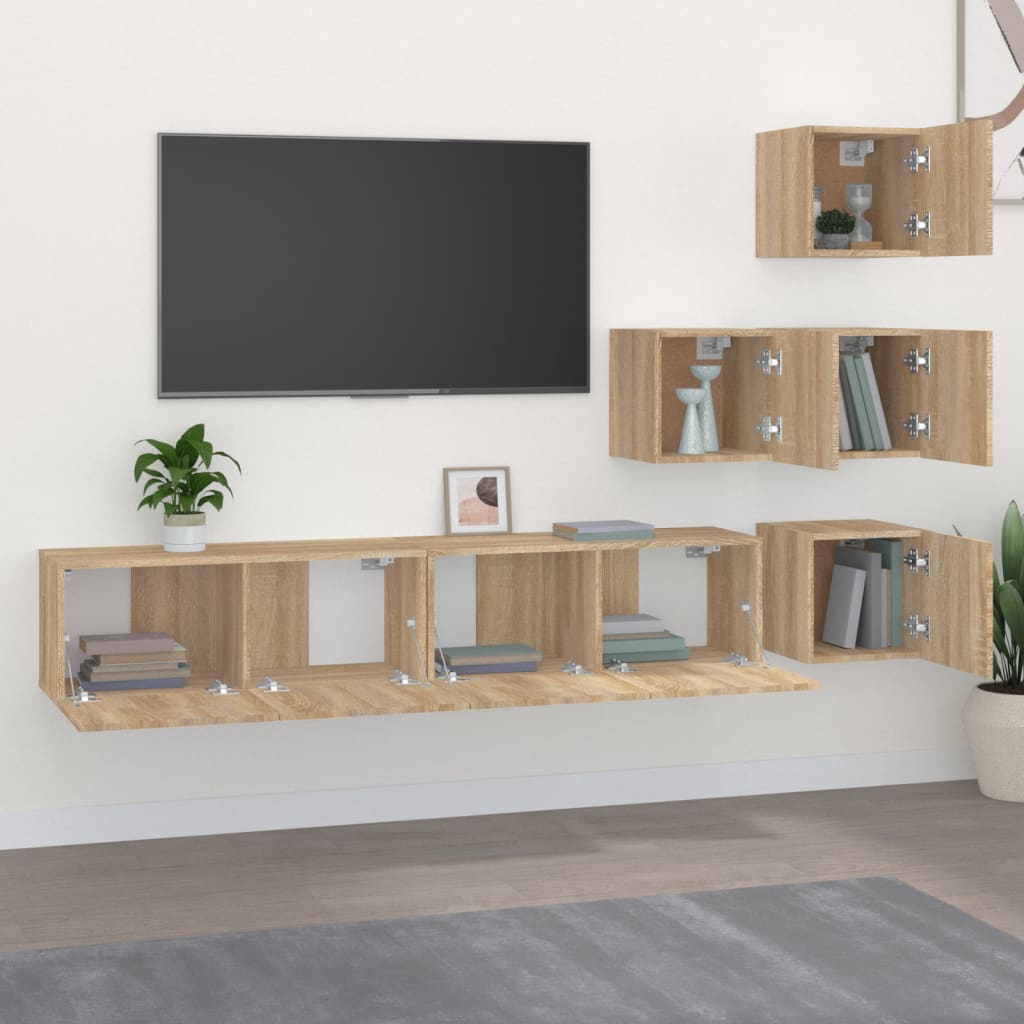 vidaXL TV-Wandschrank Sonoma-Eiche Holzwerkstoff