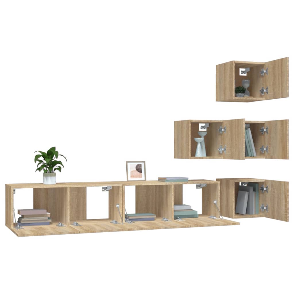 vidaXL TV-Wandschrank Sonoma-Eiche Holzwerkstoff