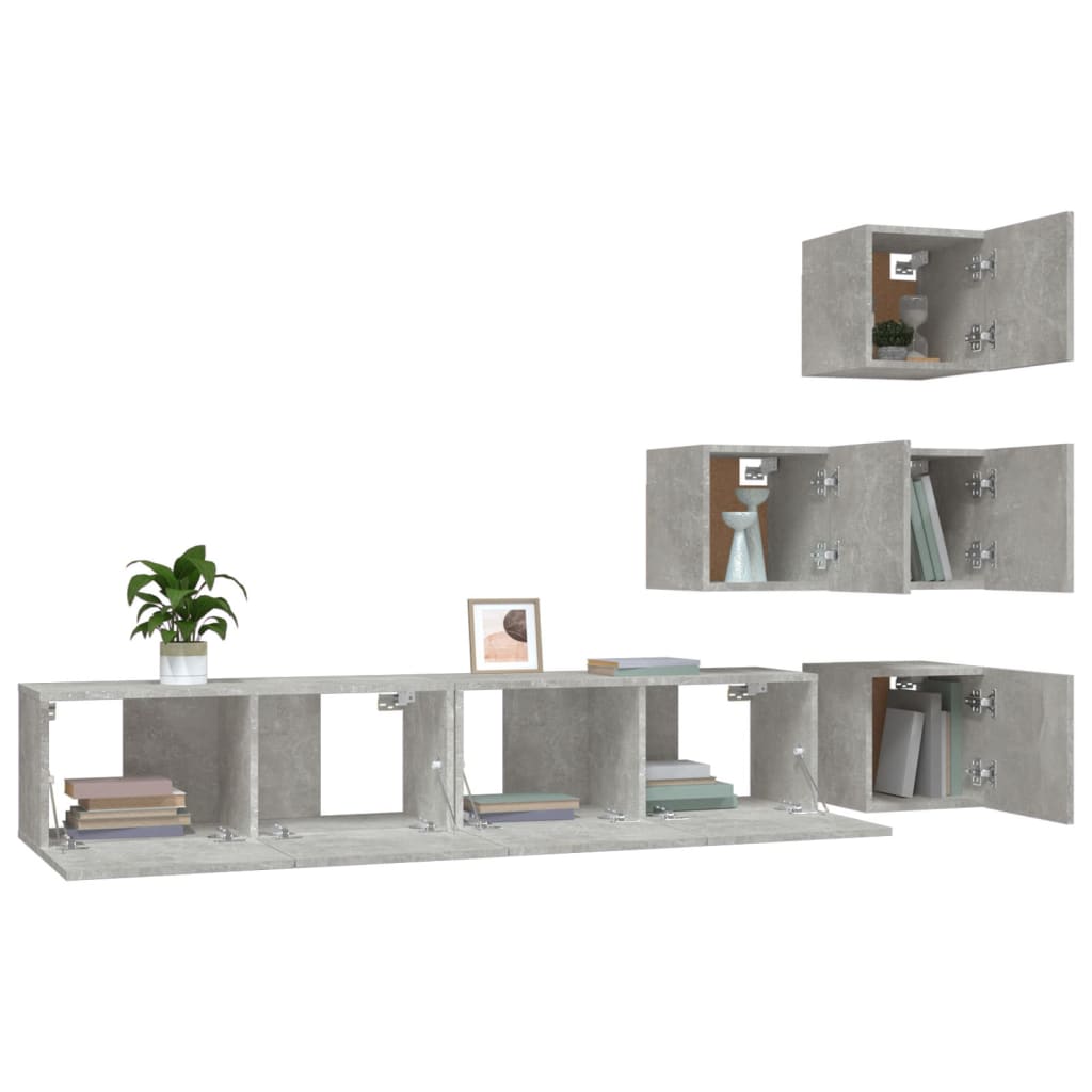 vidaXL TV-Wandschrank Betongrau Holzwerkstoff