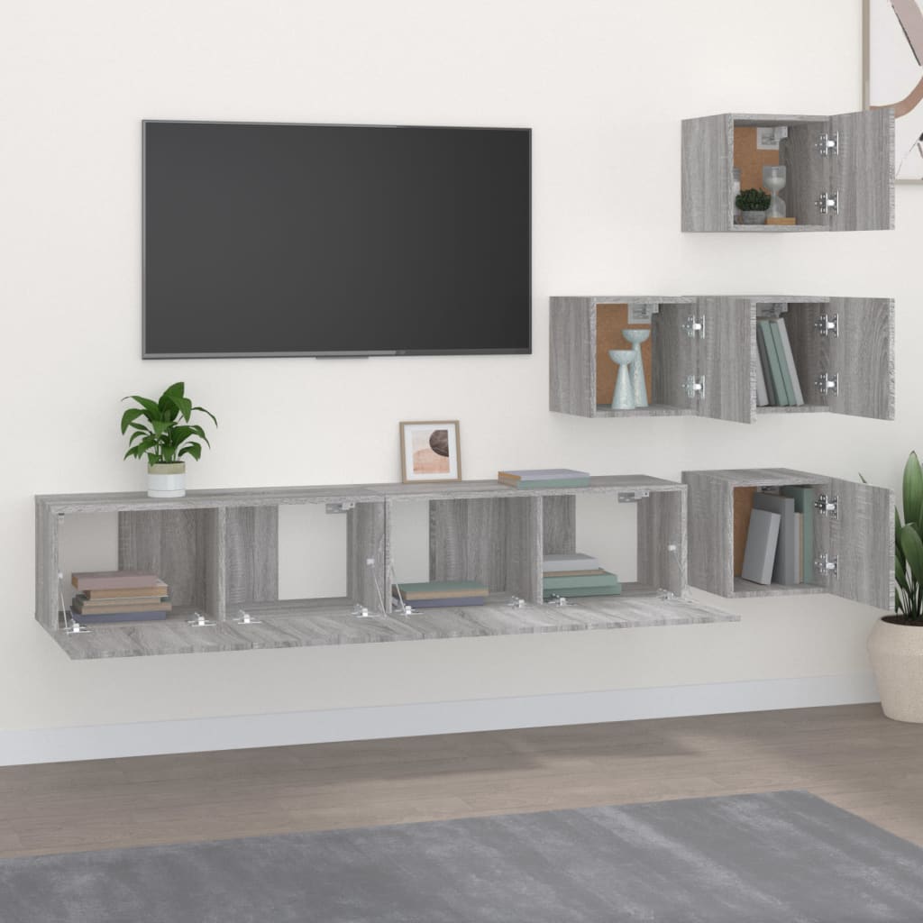 vidaXL TV-Wandschrank Grau Sonoma Holzwerkstoff