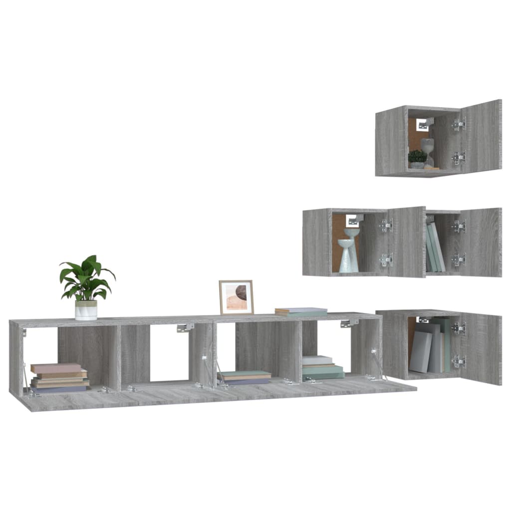 vidaXL TV-Wandschrank Grau Sonoma Holzwerkstoff