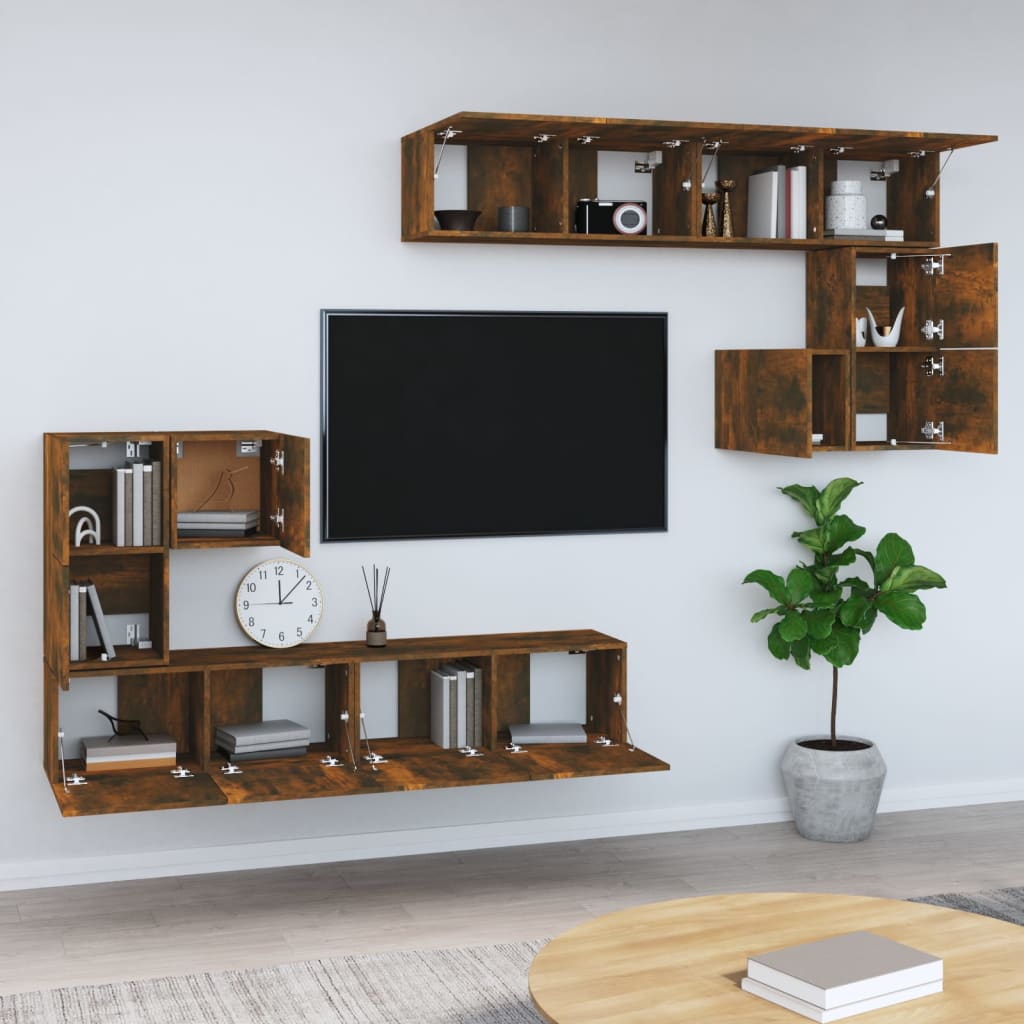 vidaXL TV-Wandschrank Räuchereiche Holzwerkstoff