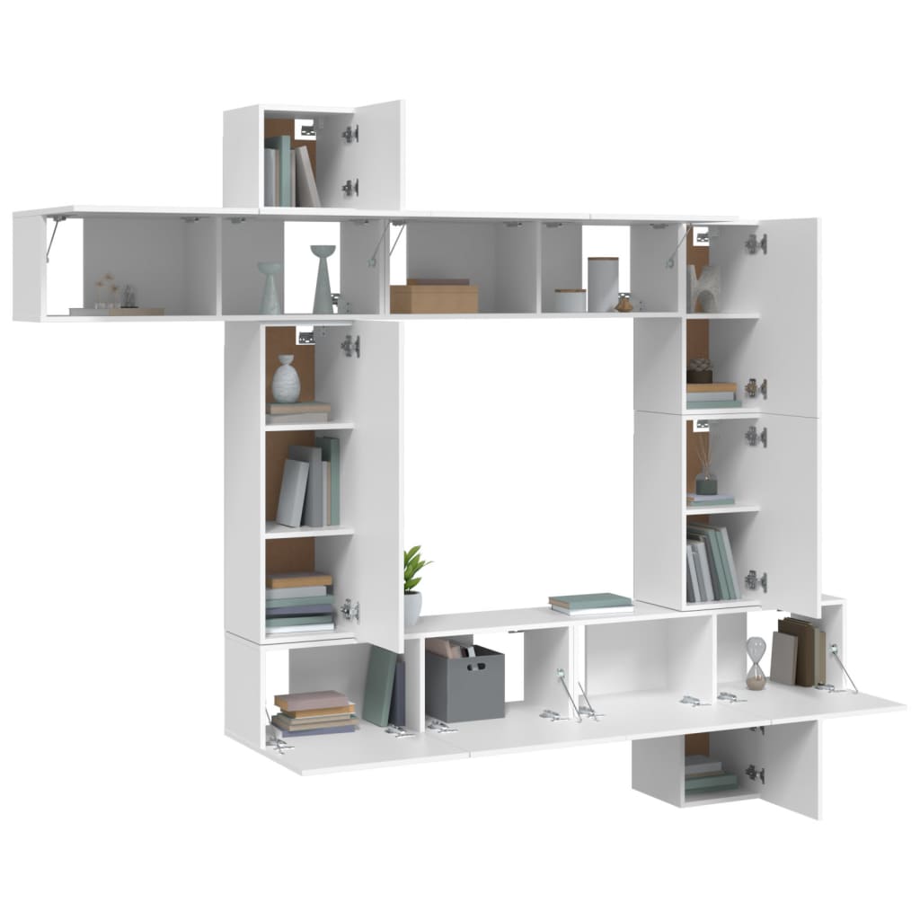 vidaXL 9-tlg. TV-Schrank-Set Weiß Holzwerkstoff
