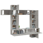 vidaXL 9-tlg. TV-Schrank-Set Betongrau Holzwerkstoff