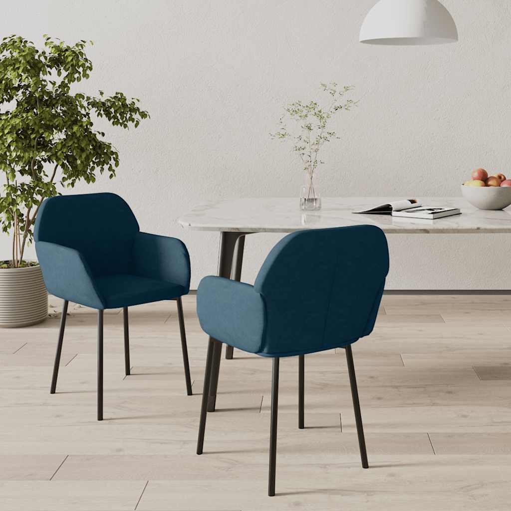 vidaXL Esszimmerstühle 2 Stk. Blau Samt