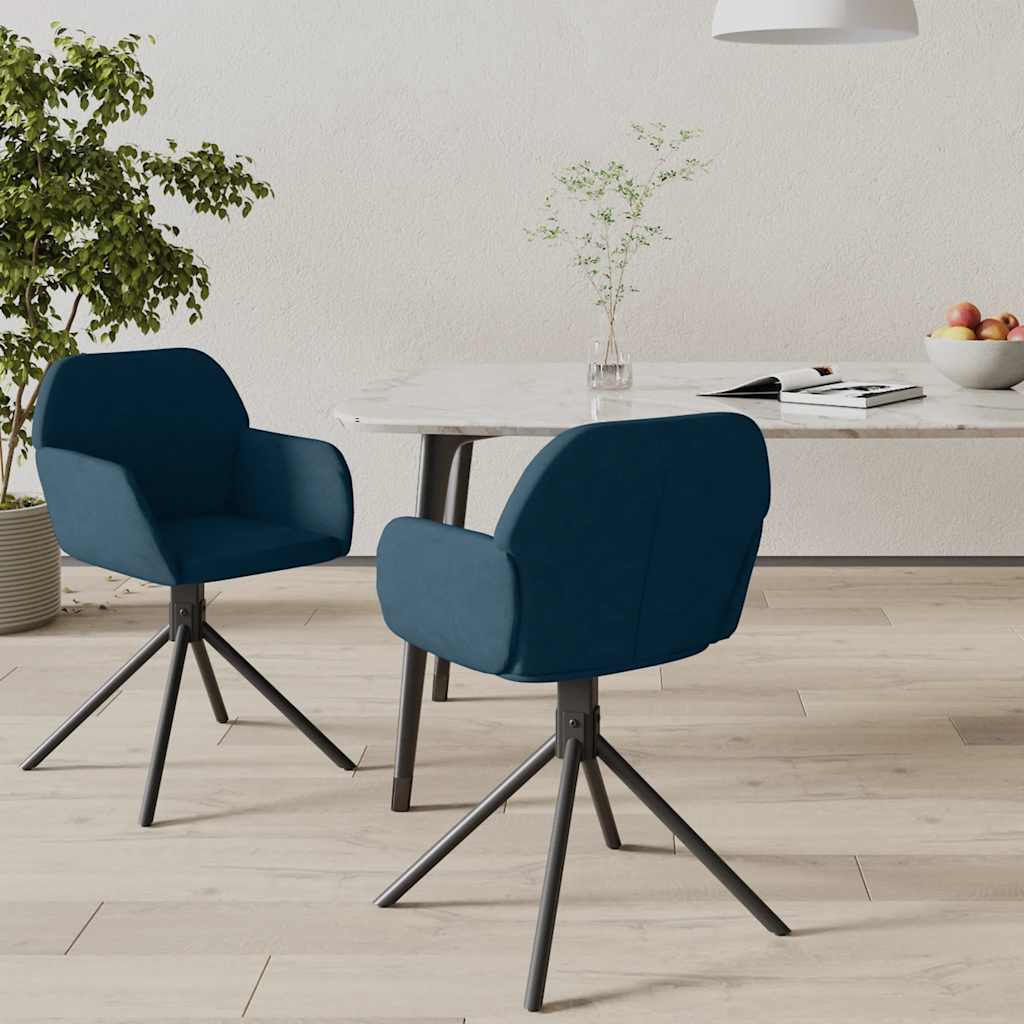 vidaXL Esszimmerstühle 2 Stk. Drehbar Blau Samt