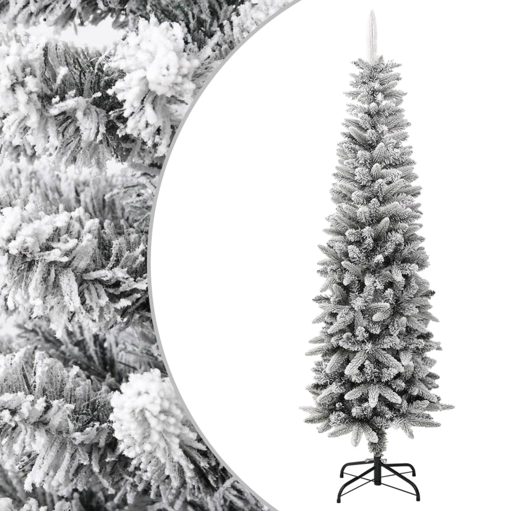 vidaXL Künstlicher Weihnachtsbaum Schlank mit Schnee 120 cm PVC & PE