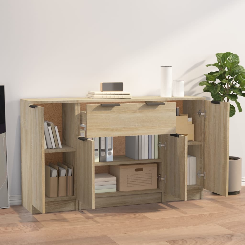 vidaXL Sideboards 3 Stk. Sonoma-Eiche Holzwerkstoff