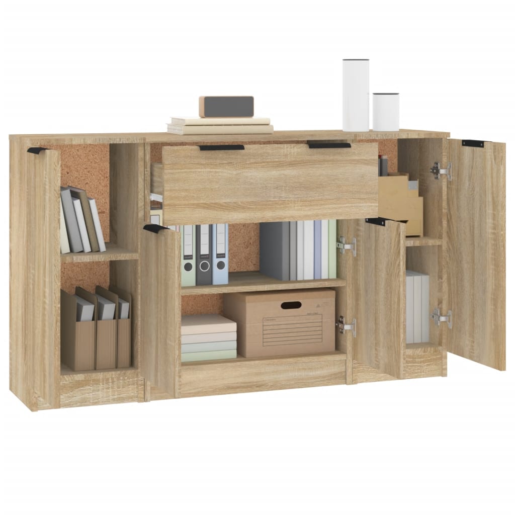 vidaXL Sideboards 3 Stk. Sonoma-Eiche Holzwerkstoff