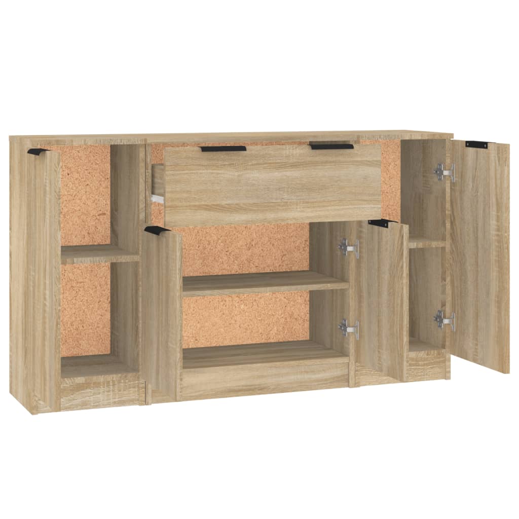 vidaXL Sideboards 3 Stk. Sonoma-Eiche Holzwerkstoff
