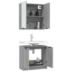 vidaXL 2-tlg. Badmöbel-Set Grau Sonoma Holzwerkstoff