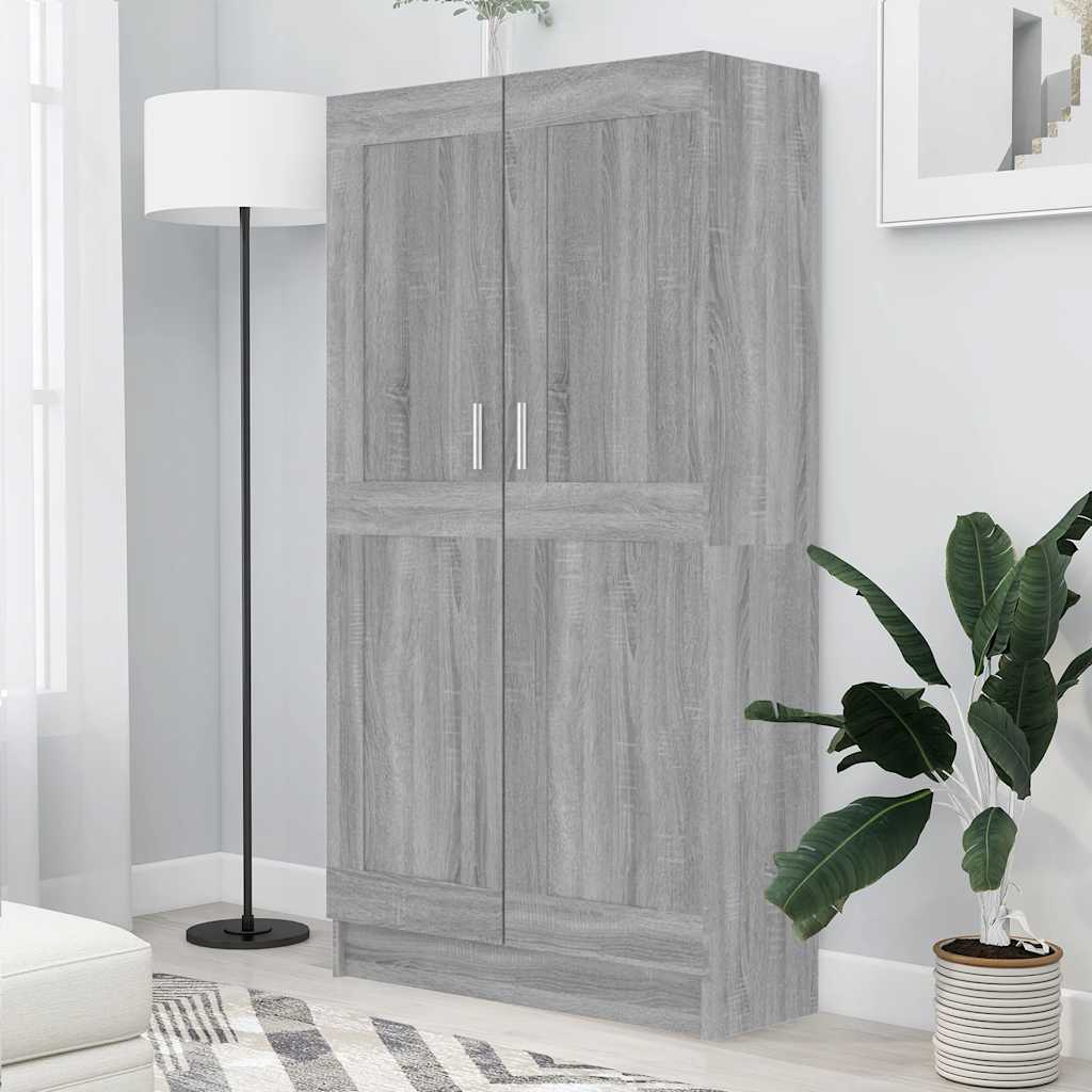 vidaXL Bücherschrank Grau Sonoma 82,5x30,5x150 cm Holzwerkstoff
