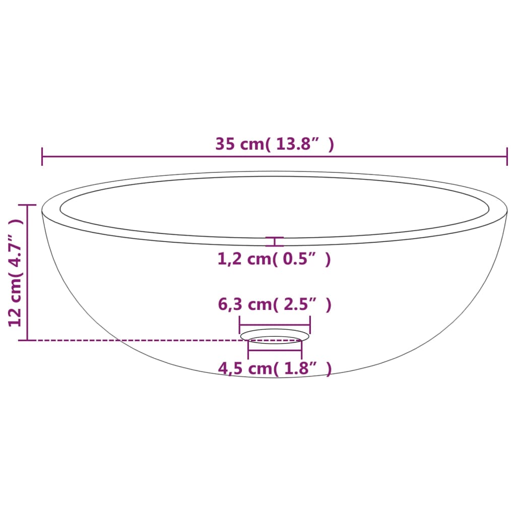 vidaXL Waschbecken Hartglas 35x12 cm Transparent