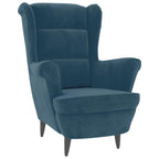 vidaXL Ohrensessel mit Hocker Blau Samt