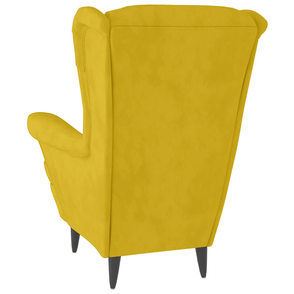 vidaXL Ohrensessel mit Hocker Senfgelb Samt