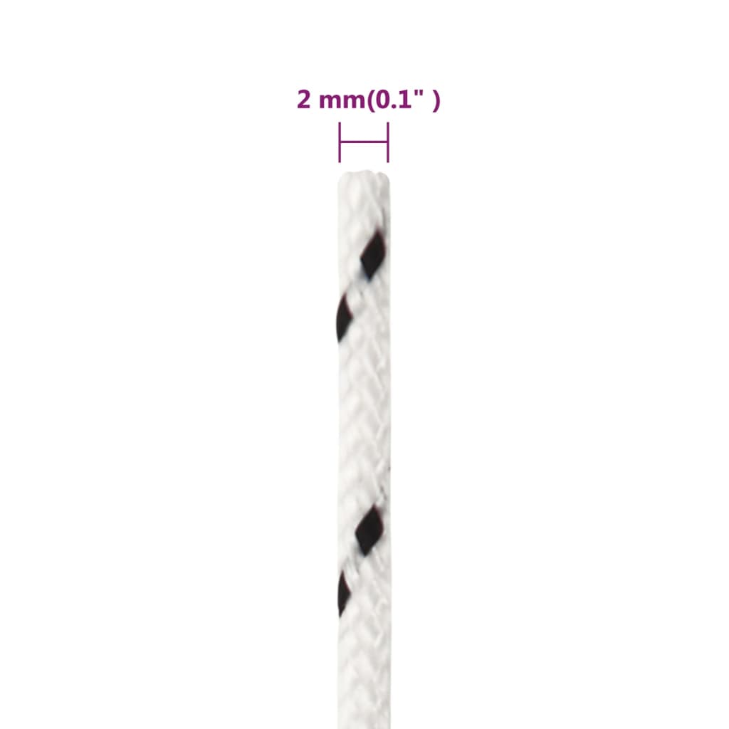 vidaXL Bootsseil Geflochten Weiß 2 mmx25 m Polyester