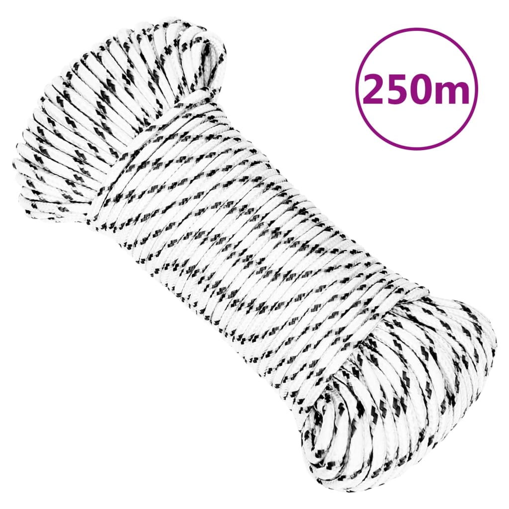 vidaXL Bootsseil Geflochten Weiß 5 mmx250 m Polyester