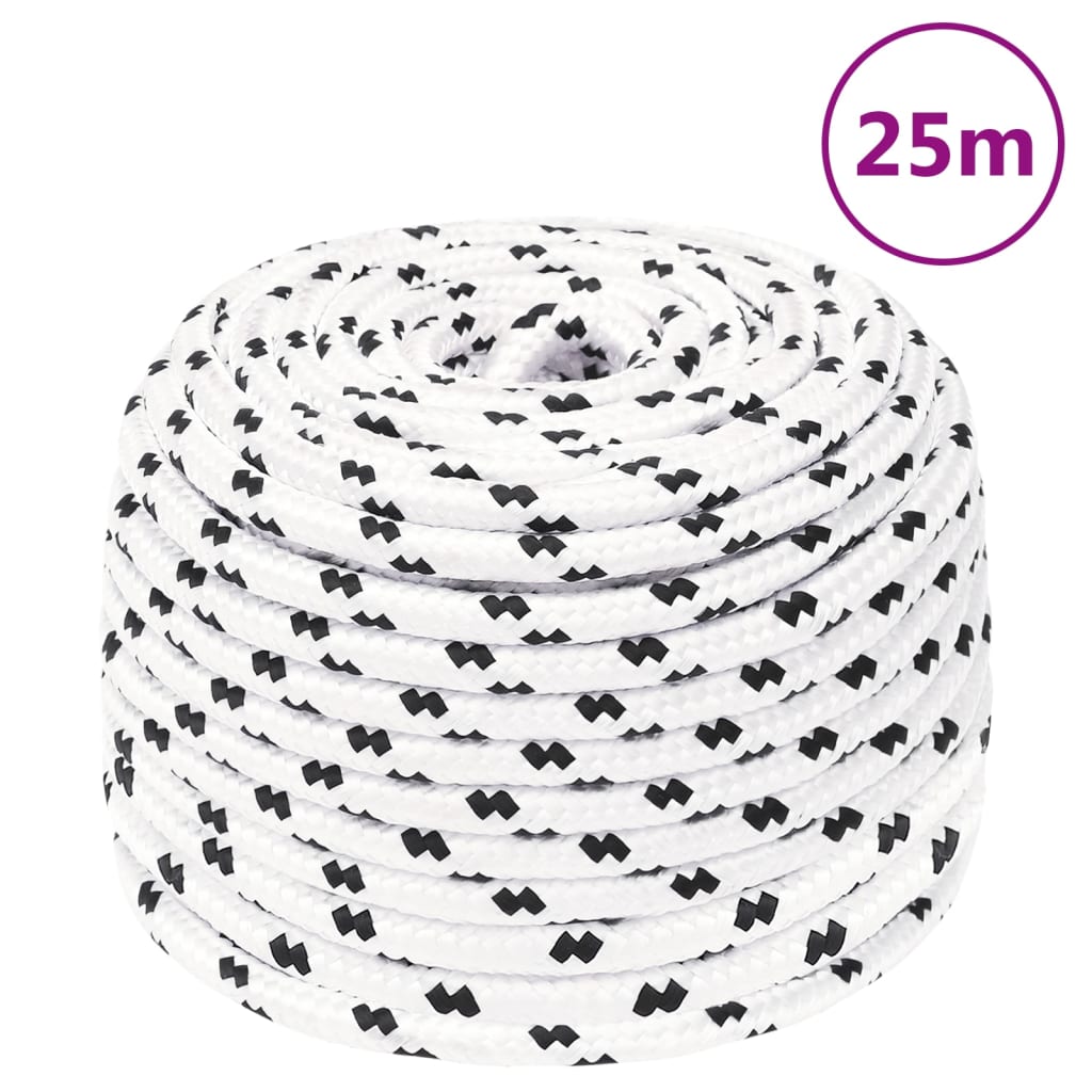 vidaXL Bootsseil Geflochten Weiß 6 mmx25 m Polyester