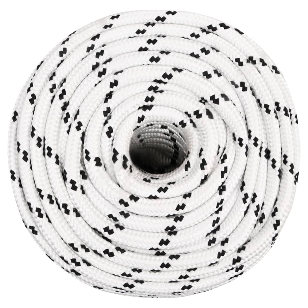 vidaXL Bootsseil Geflochten Weiß 12 mmx25 m Polyester