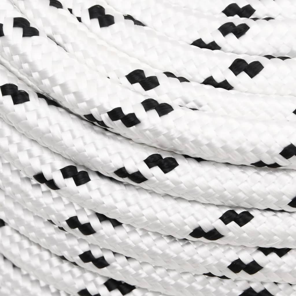 vidaXL Bootsseil Geflochten Weiß 12 mmx25 m Polyester