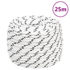 vidaXL Bootsseil Geflochten Weiß 12 mmx25 m Polyester