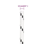 vidaXL Bootsseil Geflochten Weiß 12 mmx100 m Polyester