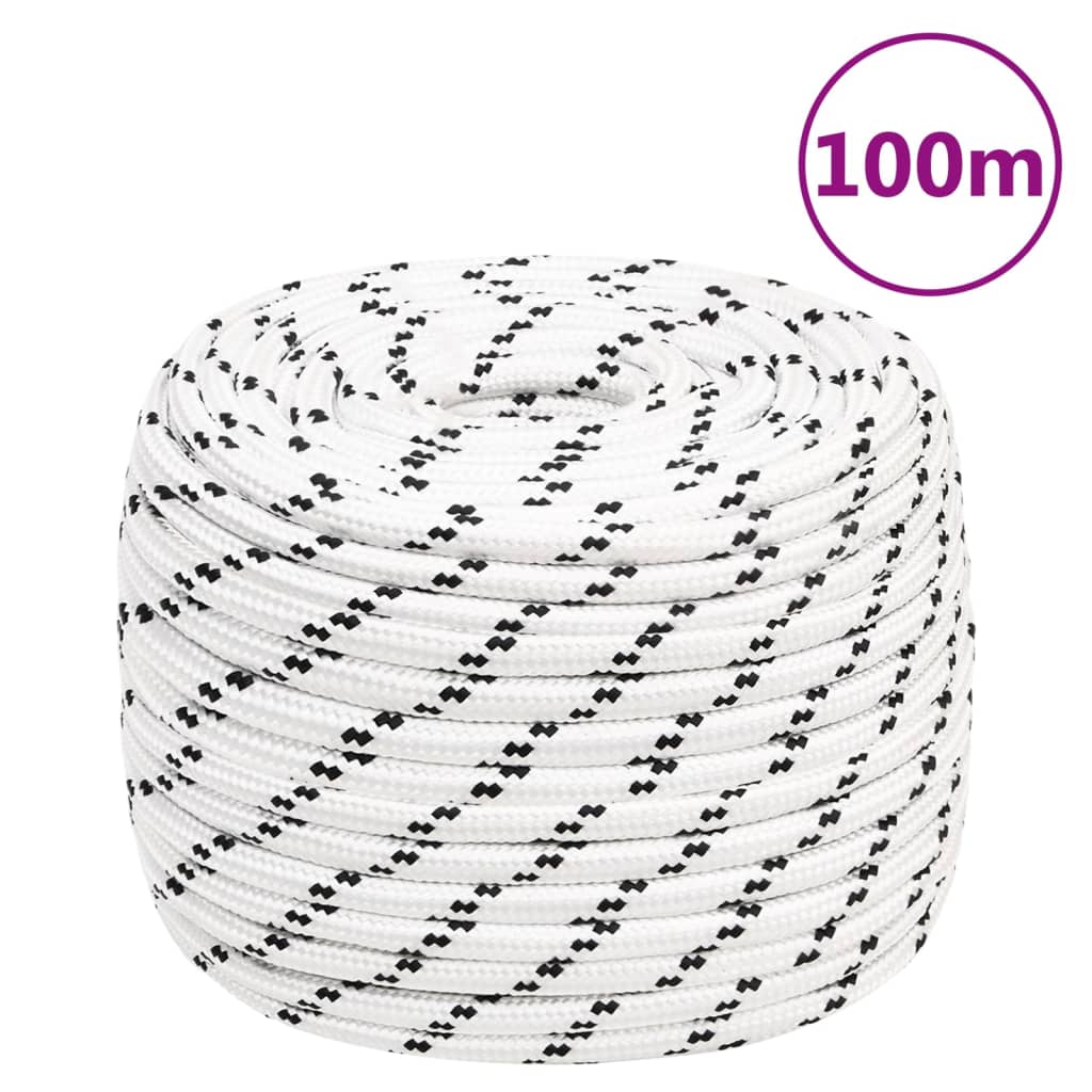 vidaXL Bootsseil Geflochten Weiß 12 mmx100 m Polyester