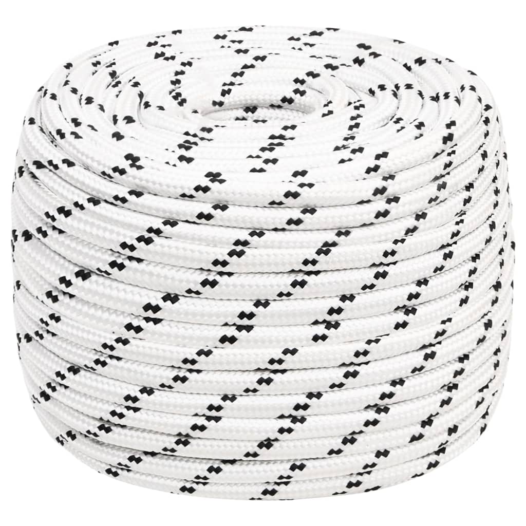 vidaXL Bootsseil Geflochten Weiß 14 mmx100 m Polyester