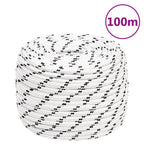 vidaXL Bootsseil Geflochten Weiß 14 mmx100 m Polyester