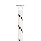 vidaXL Bootsseil Geflochten Weiß 16 mmx50 m Polyester