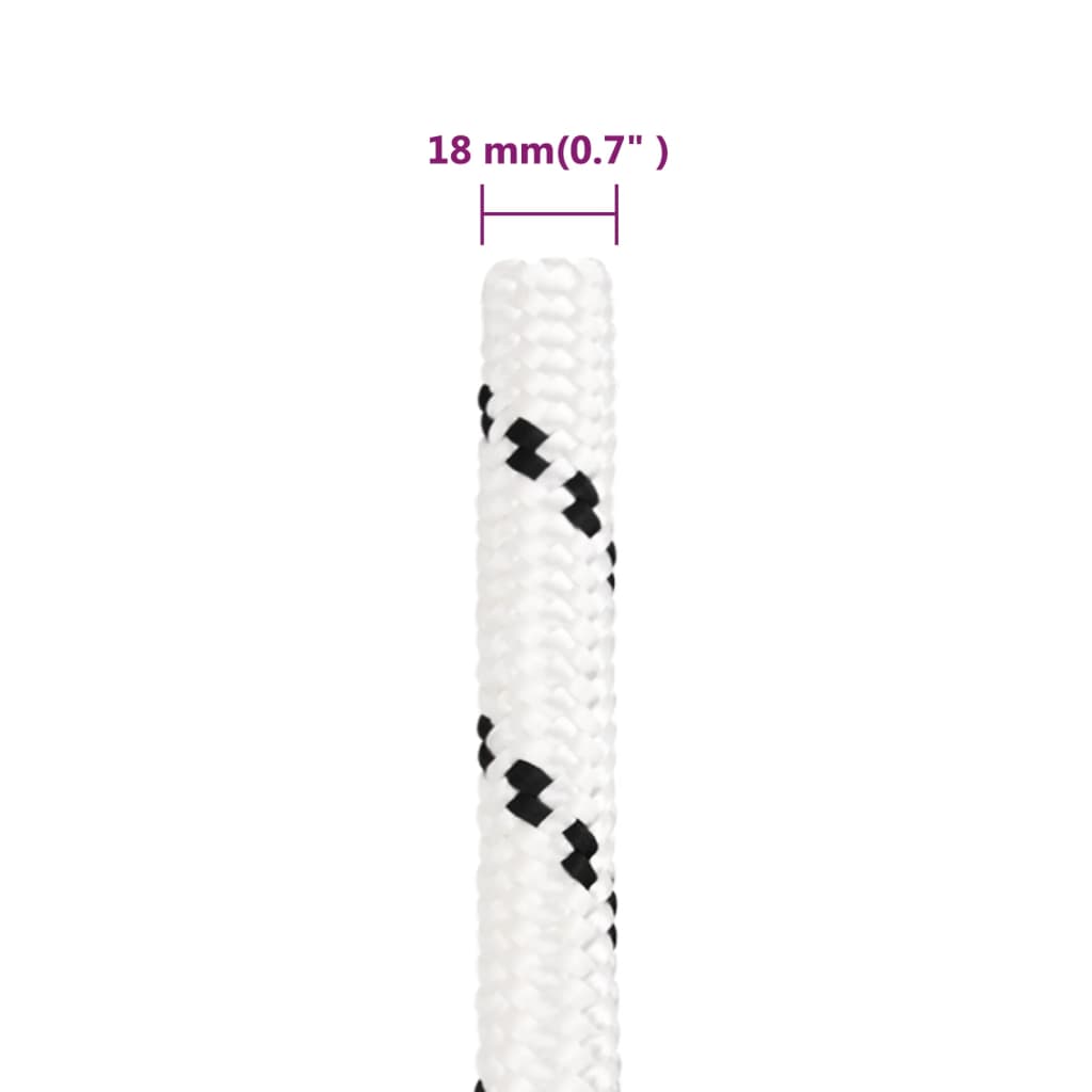 vidaXL Bootsseil Geflochten Weiß 18 mmx25 m Polyester