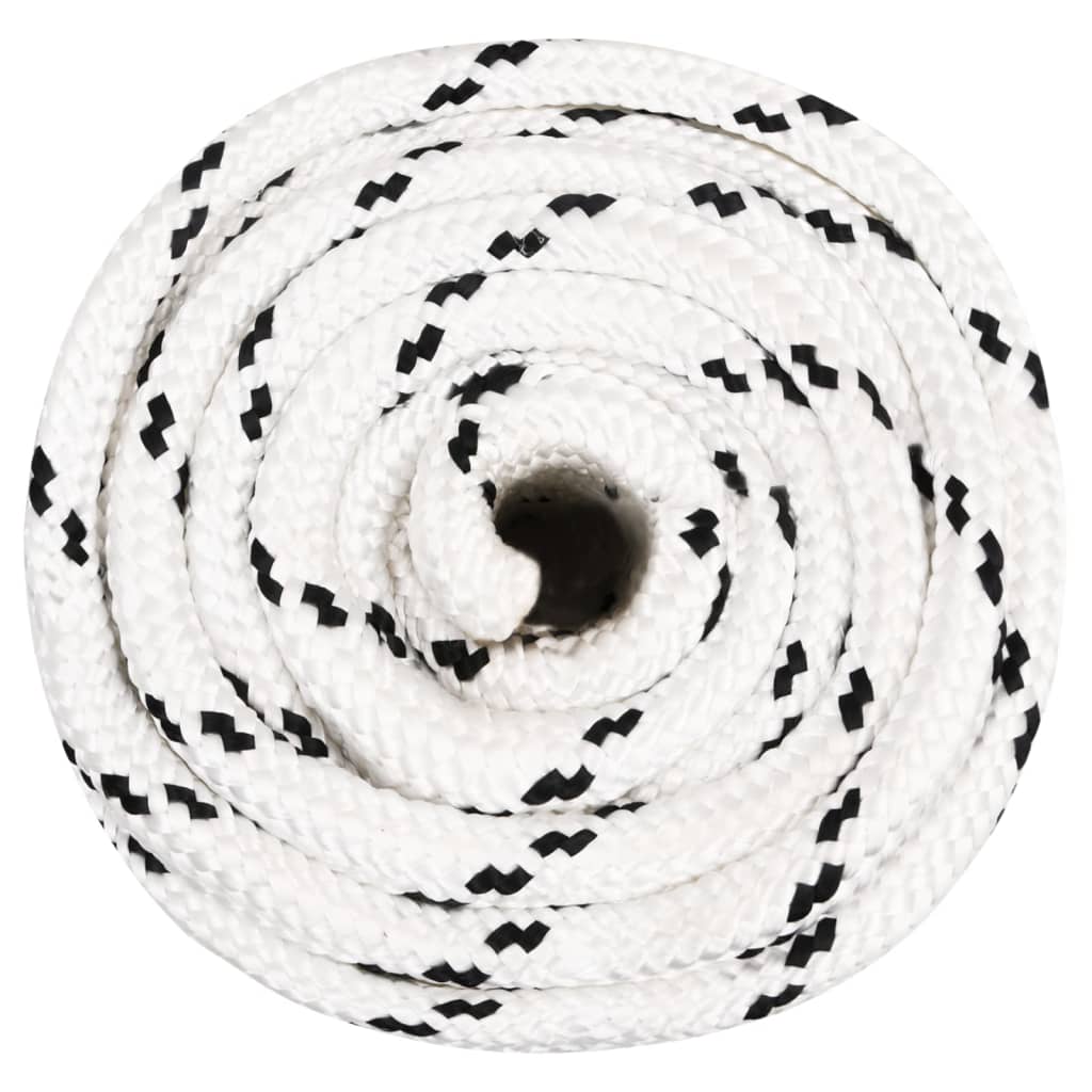 vidaXL Bootsseil Geflochten Weiß 20 mmx50 m Polyester