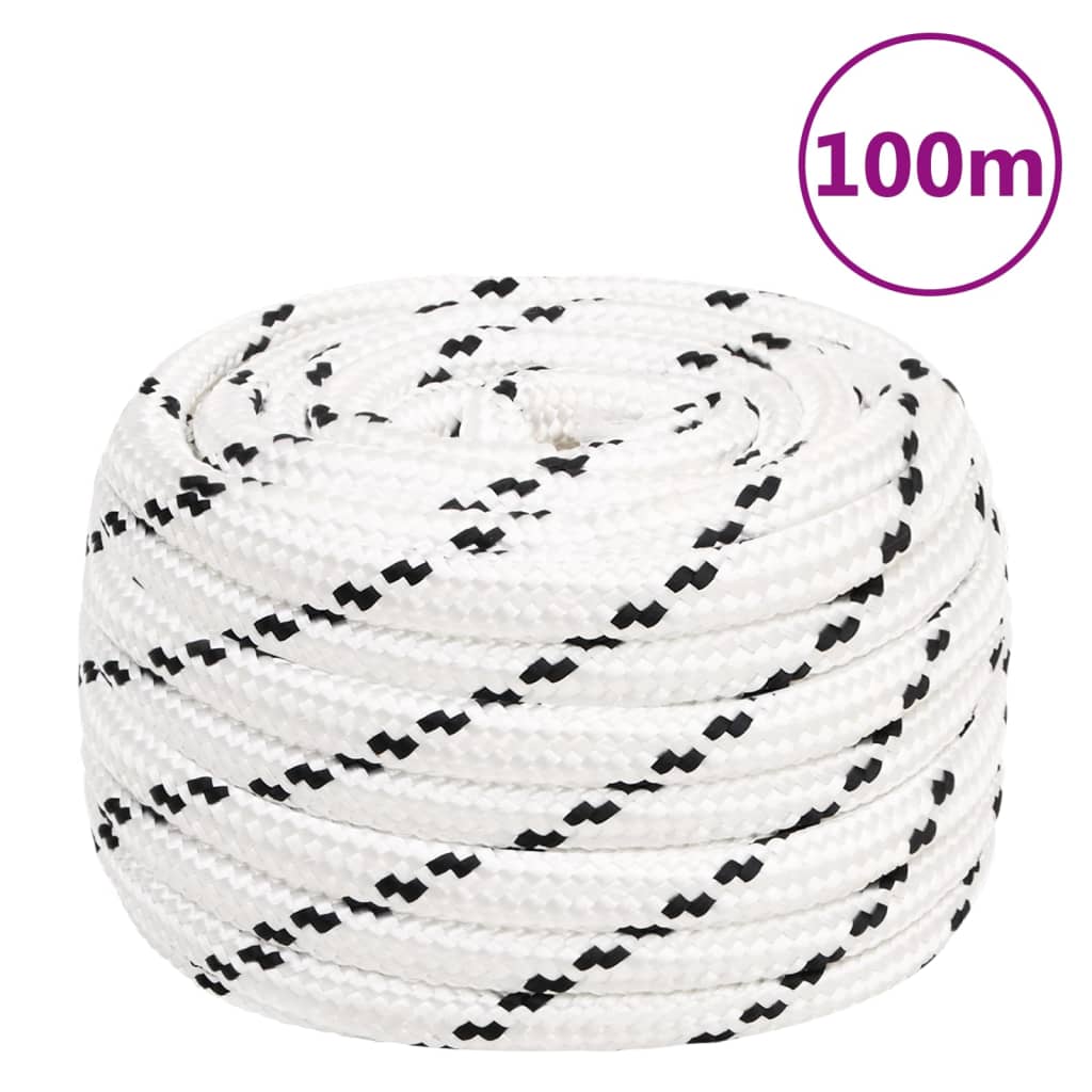 vidaXL Bootsseil Geflochten Weiß 20 mmx100 m Polyester