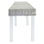vidaXL Sitzbank Weiß 160x35x45 cm Natur Kubu Rattan & Massivholz Mahagoni