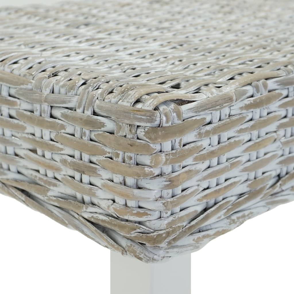vidaXL Sitzbank Weiß 160x35x45 cm Natur Kubu Rattan & Massivholz Mahagoni