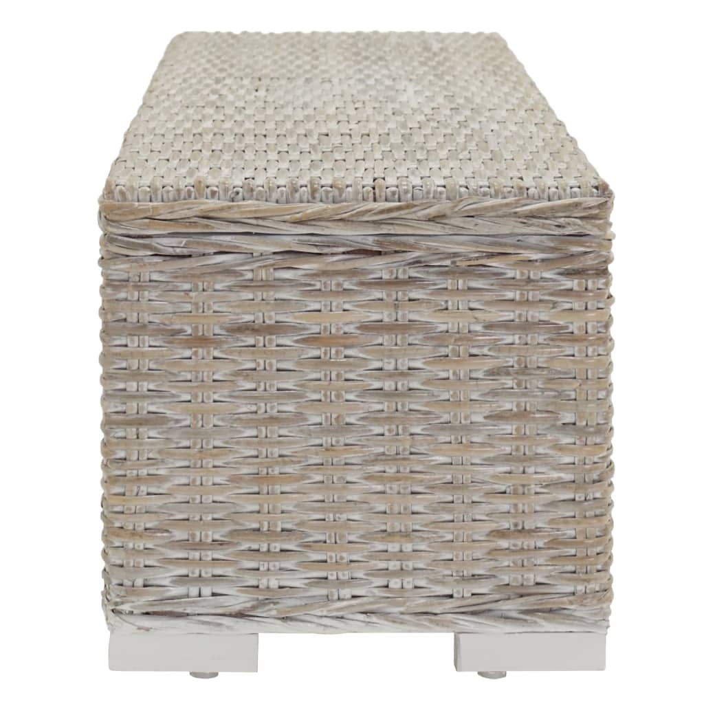 vidaXL Truhe Weiß 110 cm Natur Kubu Rattan & Massivholz Mahagoni