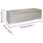 vidaXL Truhe Weiß 110 cm Natur Kubu Rattan & Massivholz Mahagoni