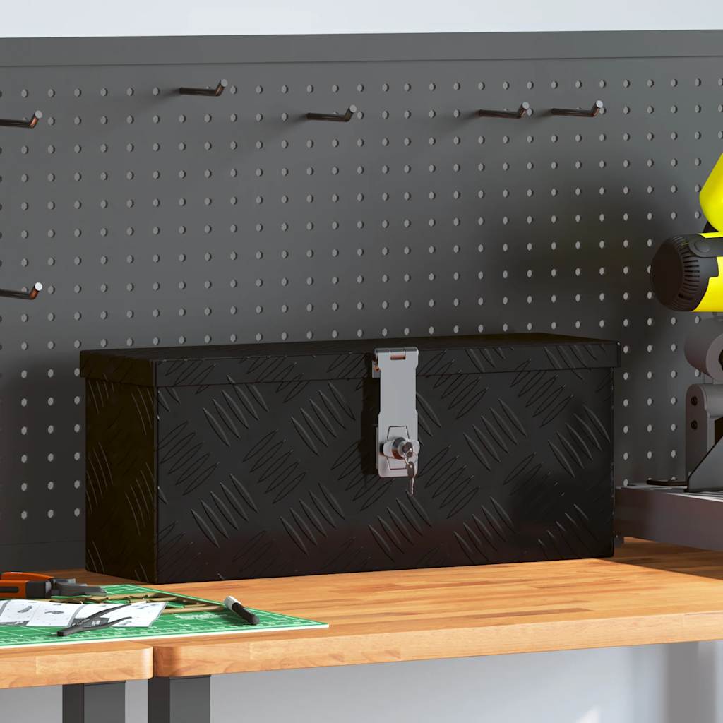 vidaXL Aufbewahrungsbox Schwarz 50x15x20,5 cm Aluminium