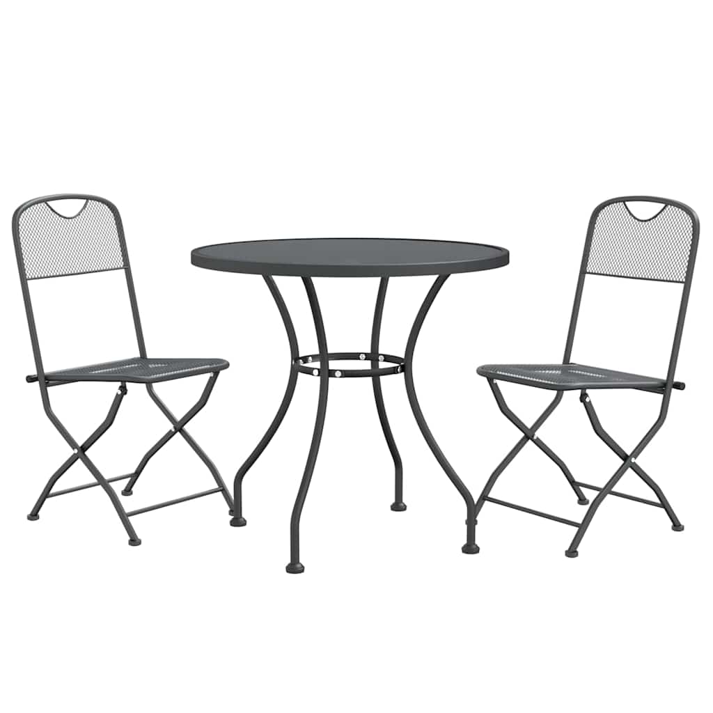 vidaXL 3-tlg. Garten-Essgruppe Streckmetall Anthrazit
