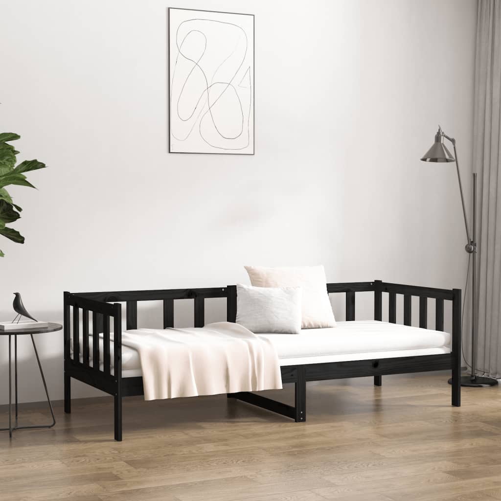 vidaXL Tagesbett Schwarz 90x190 cm Massivholz Kiefer