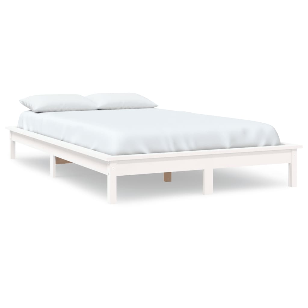 vidaXL Massivholzbett ohne Matratze Weiß 140x190 cm Kiefernholz